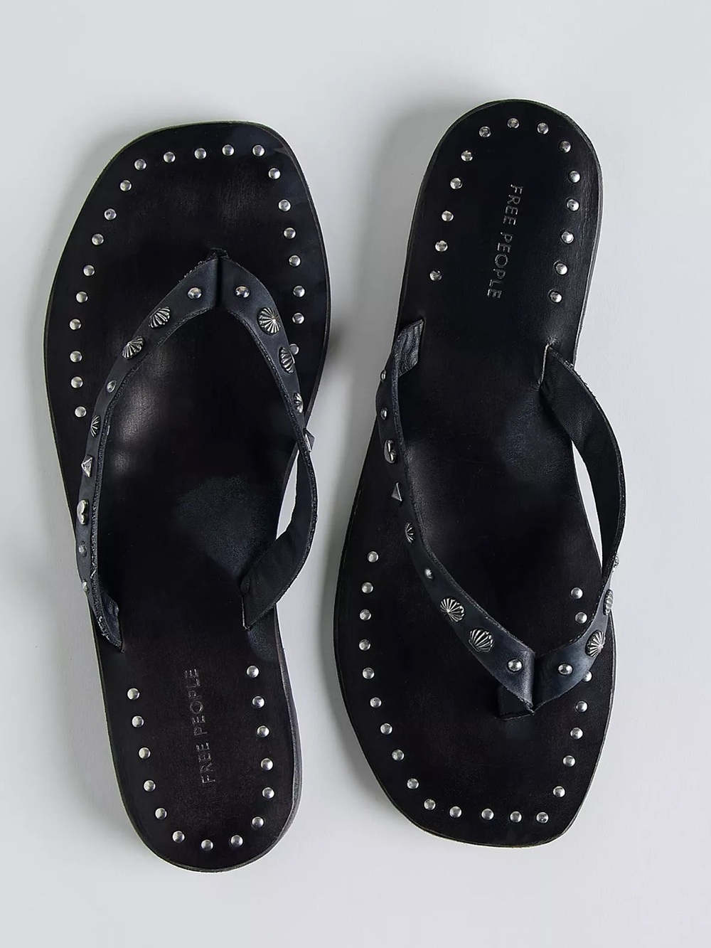 New Free People Tide Studded Leather Flip Flops